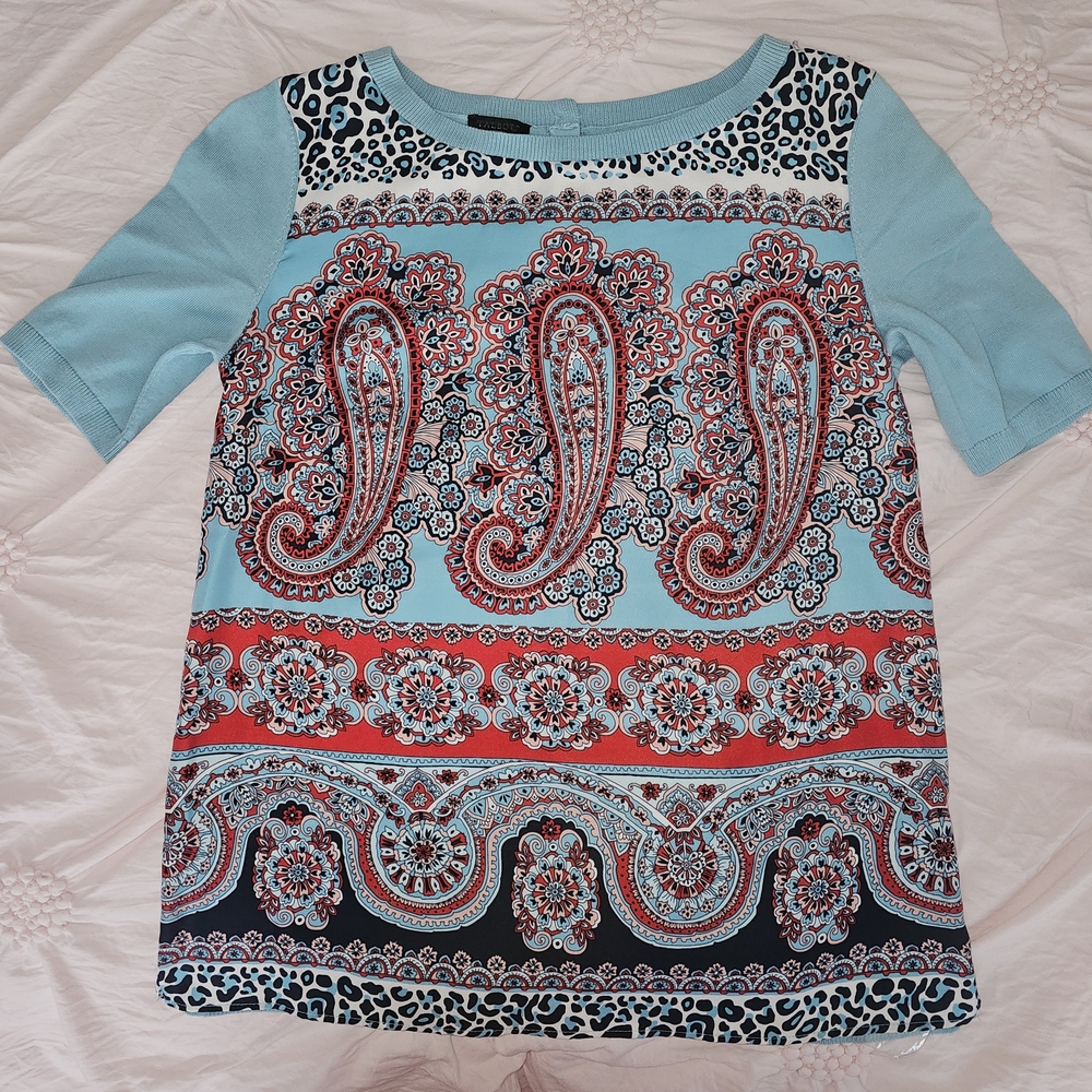 Talbots NWOT Blue and Red Paisley Blouse